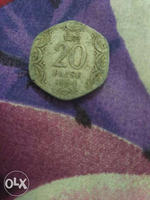Indian currency 20 paisa coin year 
