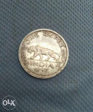 Round Silver India One Rupee 
