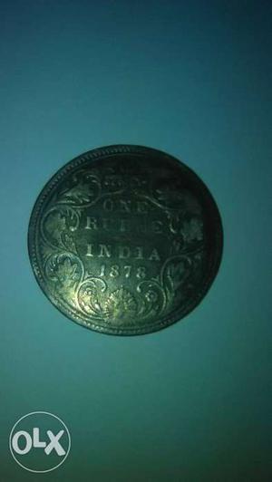 Round Silver India Rupee Coin