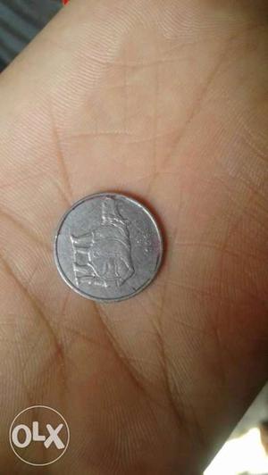 Round Silver Rhino Emboss Coin