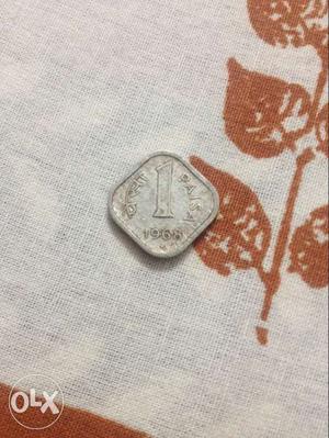 Silver 1 Paise Indian Coin