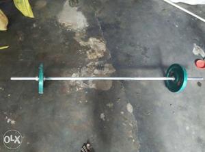 Stainless Steel And Green Barbell