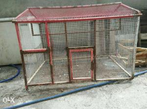 White And Pink Metal Pet Cage