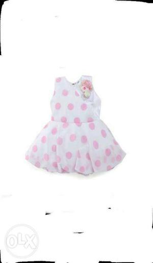 Baby frock polka dot n floral pink.brand new