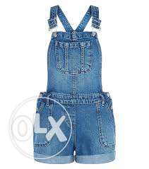 Blue Denim Overall Shorts