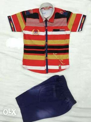 Brand new cotton shirt with denim short at very