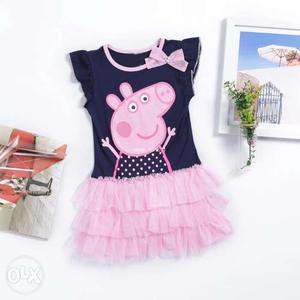 Cute peppa pig dress In pink size from 2 to 5
