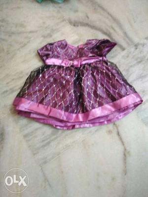 Girl's Purple Silk Thread Dress