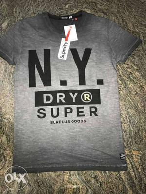 Gray And Black NY Dry Super Crewneck Shirt
