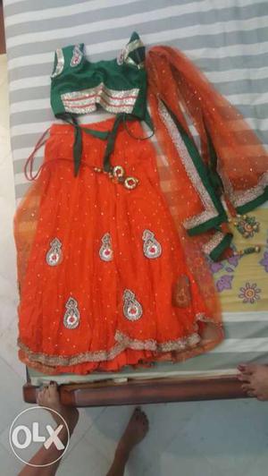 Lehenga for 11 year old girl with blouse and stole