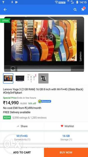 Lenovo yoga Tab3 8inch 2GB Ram