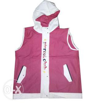 Pink And White Zip-up Vest