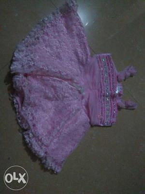 Pink color 6 months baby frock
