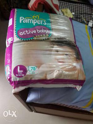 Sealed pack of 78 diapers. Pamper active baby