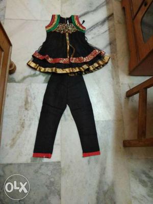 Toddler's Black And Red Mini Dress And Pants