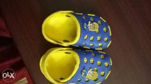 Toddler's Yellow And Blue Rubber Clogs