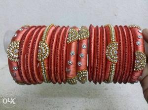 Women's Red-and-gold Bangle Bracelets