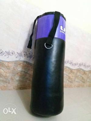 Black And Purple Leather Heavy Bag