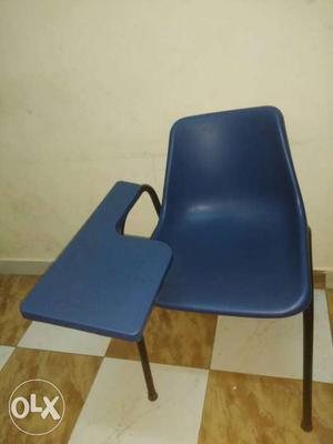 Black Metal Base Blue School Armchair