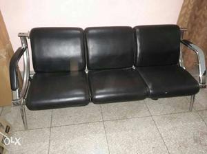 Black leather sofa 2 years old house and office