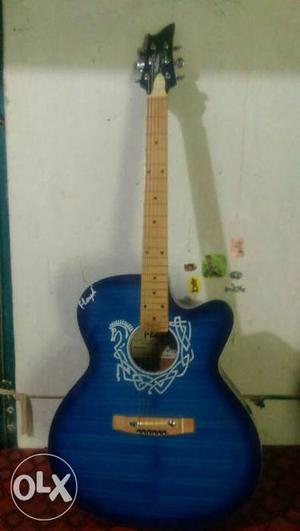 Blue Cutaway Guitar