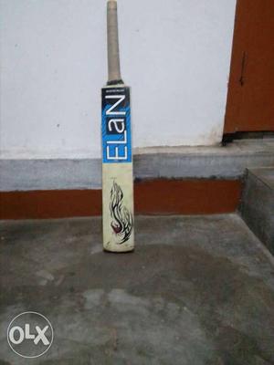 Blue, White, And Brown Wooden Cricket Bat