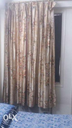 Brown And Green Floral Curtain