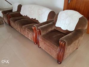 Brown Fabric 3-piece Sofa Set