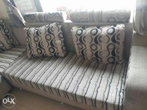 Gray And Black Stripe Fabric Sectional Sofa Set