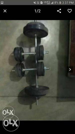 Gray-and-black Dumbbells And Barbell