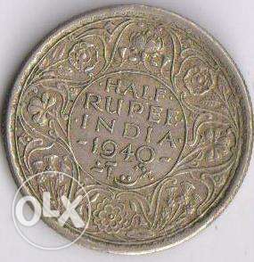 Half Rupees India  George VI king emperor.