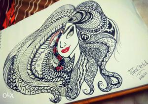 Handmade Zentangle doodle Art