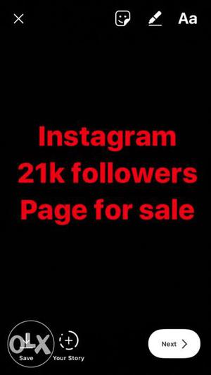 Instagram 21K Followers Page For Sale Screenshot