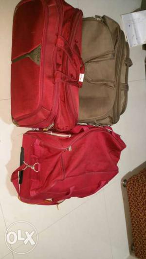 Luggage hand bags. 3 nos. with trolley.