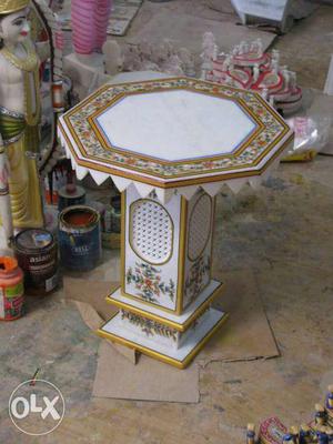 Marble made table.with meena kari gari nd jaliwork