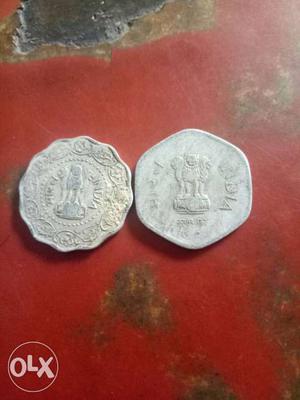 Old 10 and 20 paisa coin