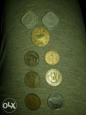 Old coin 25 paise 20 paise 5 paise. 5 pence
