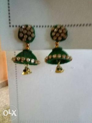 Pair Of Green Jhumba Earrings