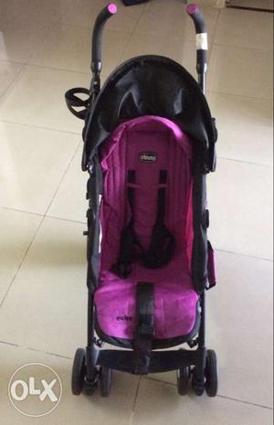 Purple And Black Chicco Lightweight Stroller