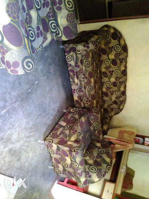 Purple And Brown Fabric Floral Living Room Sofa Set