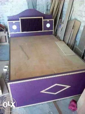Purple Wooden Bed Frame Set