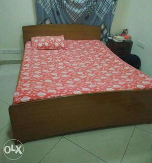 Queen size teak bed with mattress (gently used)