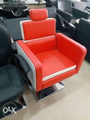 Red And White Leather Salon Chair