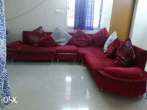 Red Sectional Couch With Pillows
