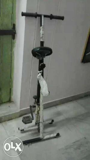 Stationery exercise bike which is foldable.