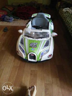 White And Green Ride On Toy Racing Car