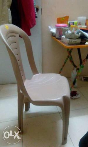 White Plastic Armless Chair