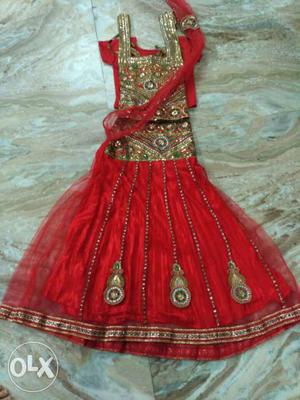 Women's Red And Brown Churidar