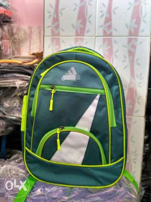 2pieces, Green And Gray Adidas Backpack
