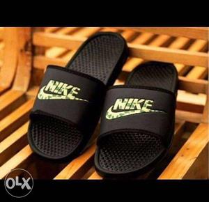 Black And Green Nike Slide On Sandals
